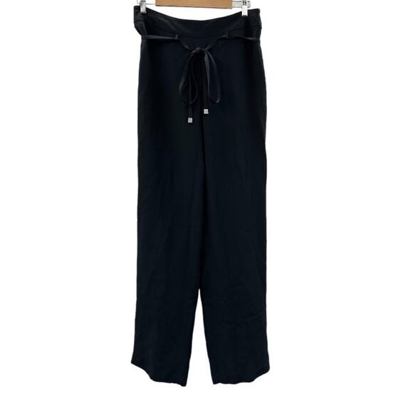 Armani Collezioni Navy Blue Silk Blend High Rise Tie Waist Dress Pants‎ Size 8 - Picture 1 of 13